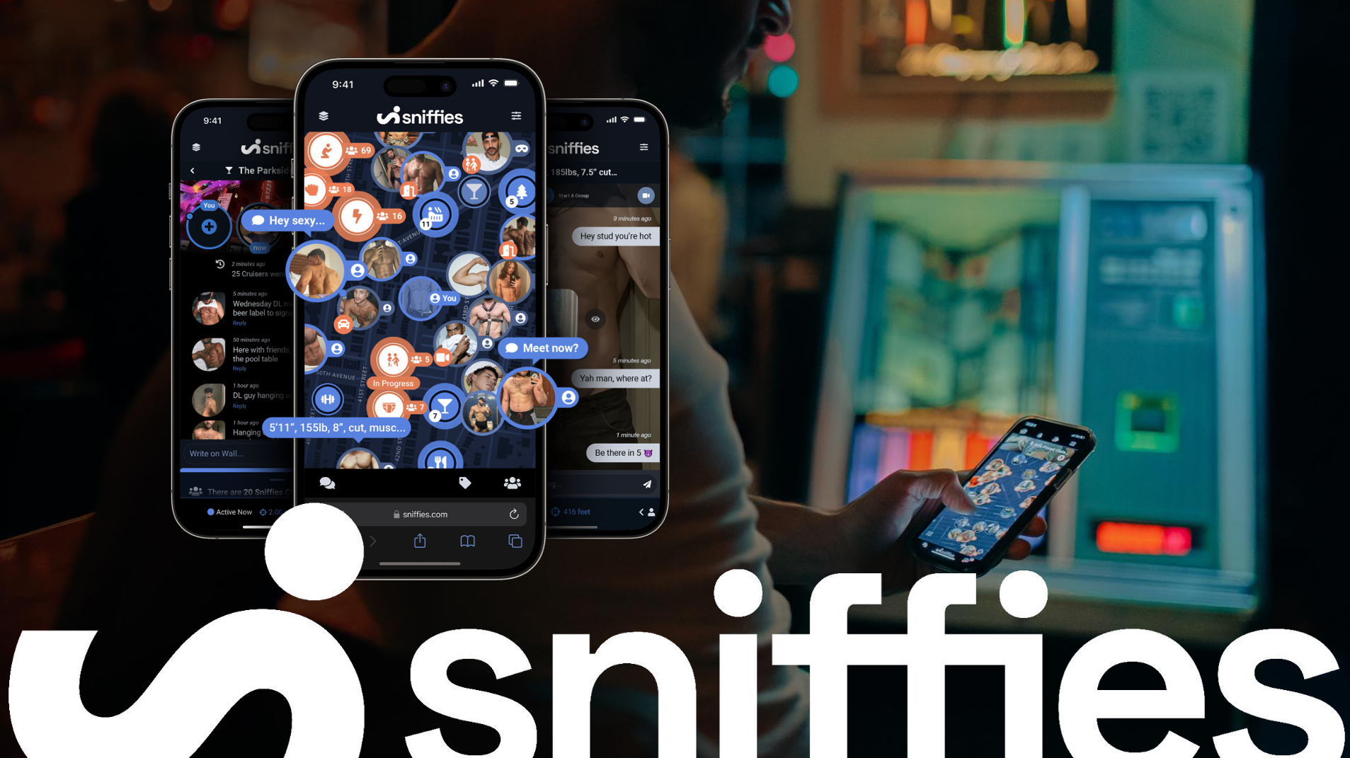 Sniffies app on mobile phones with Sniffies logo