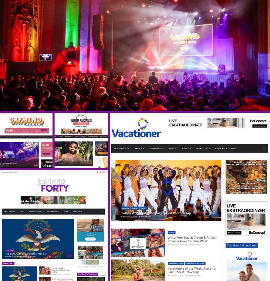 Gray Jones Media magazines and Gayming Awards stage